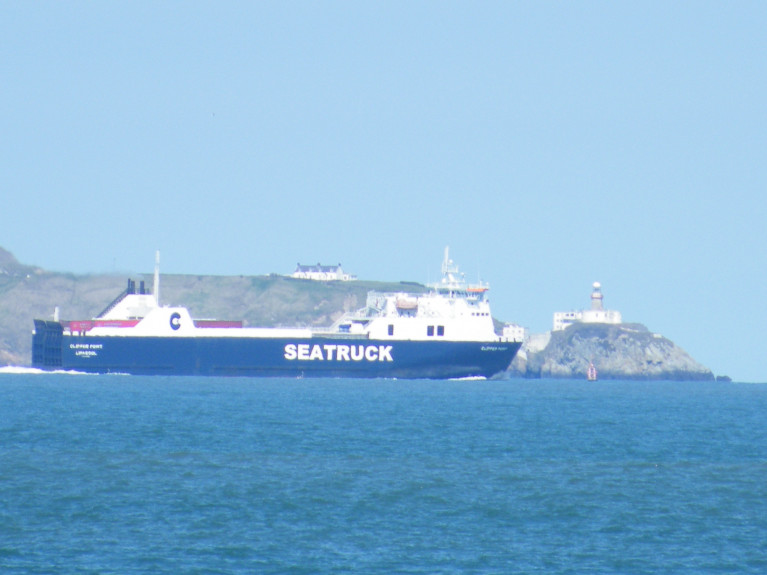 Freight operator Seatruck Ferries whose ro-ro ferry Clipper Point is seen in this file photo when departing off the Baily Lighthouse on Dublin Bay. Incidentally the 'P'-class vessel also departed the Irish capital this afternoon onto the Irish Sea bound for Heysham, England