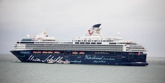 Cruise Liner Mein Schiff disembarks passengers to go ashore at Dun Laoghaire Harbour this morning