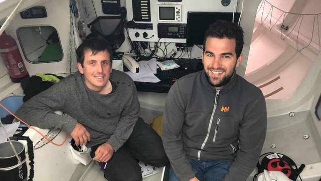 The Transat AG2R La Mondiale will see Dolan (left) race 3,800 miles from Concarneau in Brittany, France, to St Barts in the West Indies alongside teammate and former Mini 6.50 rival Tanguy Bouroullec.