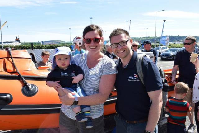 Crew member Ross Stewart, his wife Leah and son Ben enjoying the open day