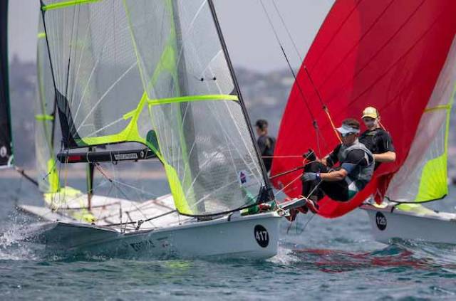 Robert Dickson (Howth YC) and Sean Waddilove (Skerries Sailing Club) competing in Auckland