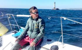 Howth skipper Conor Fogerty off Lands End and on his way to the Plymouth start line of the OSTAR race across the Atlantic that begins on Monday