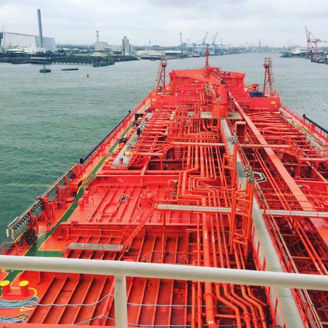 A View from the Bridge: This great on board view clearly demonstrates the complexity of a tanker's pipe network as the vessel headed up the channel fairway within Dublin Port last week.