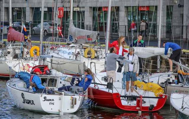 ICRA Championship competitors rafted up in Galway Docks
