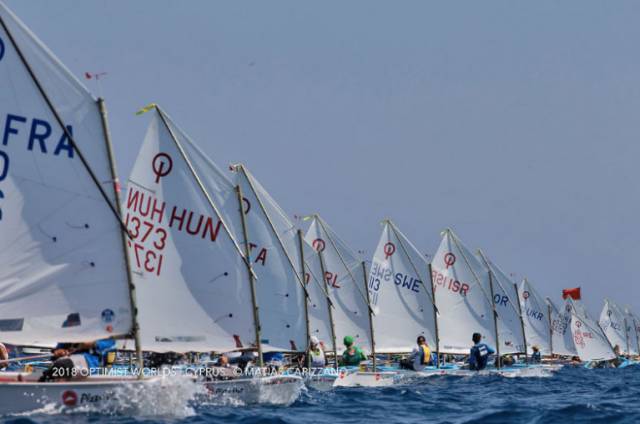 Sailing in the Optimist Worlds at Limassol earlier this year