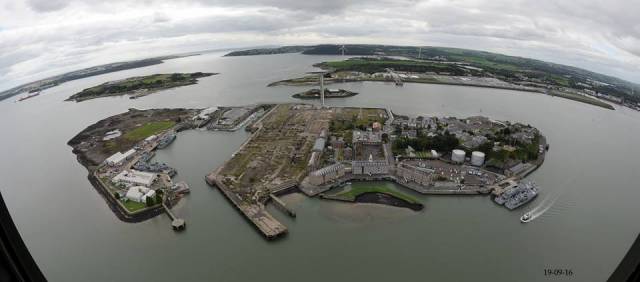 The Irish Naval Service base at Haulbowline in lower Cork Harbour