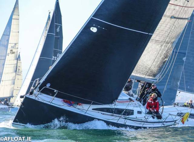 The dark-hulled J122 Jib and Tonic (Morgan Crowe) is on 57 points and second overall in a record breaking 75-boat DBSC Turkey Shoot fleet
