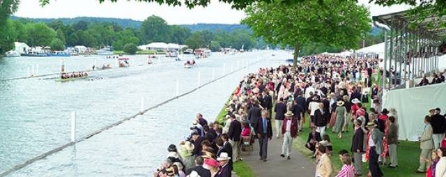 Crews racing at Henley as spectators watch. Pic courtesy of Henley Royal Regatta. 