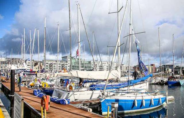 Part of the 50–plus boat ICRA championship fleet in Galway Docks. The event was cancelled last Friday with no races having being held due to weather and port restrictions in Galway Docks