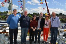 Visiting Yacht Pier: (from left to right) Joe Hiney, Paul Fleming  Drogheda Port Company, Heidi &amp; Steve Wickham, Mary T Daly Louth Co Co, Martin Donnelly Drogheda Port.      