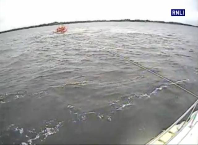 Lough Ree RNLI's lifeboat The Eric Rowse tows a grounded cruiser to safety on Saturday 27 May
