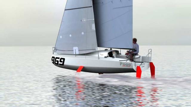 Onwards and upwards….the new Ship of Dreams for offshore racing hopefuls is making its debut at Dusseldorf Boat Show. A CGI of the new Pogo Classe Mini Proto Foiler, which will provide a potential access point for Mini-Transat, Figaro Solo, Class 40 and IMOCA 60 enthusiasts
