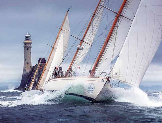 A race and a place imbued with history – the Rock is astern in 2015’s Rolex Fastnet Race with the classic Stormy Weather (overall winner in 1935) leading from fellow-classic Dorade (overall winner in 1931 and again in 1933). 