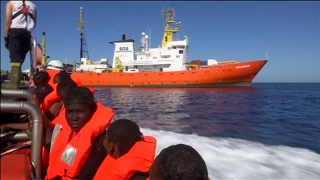 The migrants are aboard the Aquarius in the Mediterranean Sea