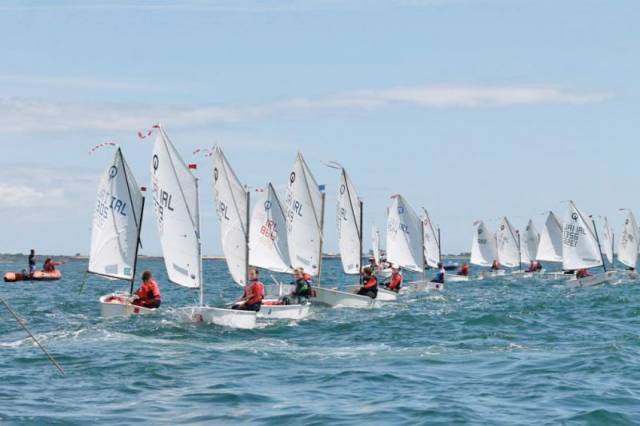 Optimists in action at the 2015 Crosbie Cup in Dunmore East