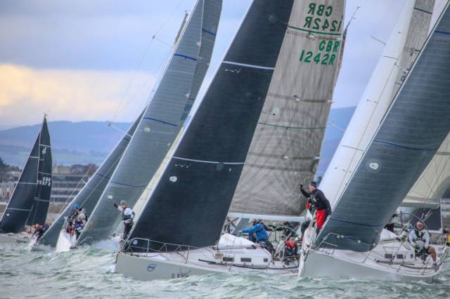 Overall leader White Mischief (1242) makes a start near the pin end in the fourth race