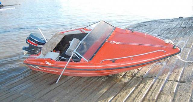 The red Fletcher speedboat after the incident in December 2015 that claimed the life of 24-year-old Charlotte Brown