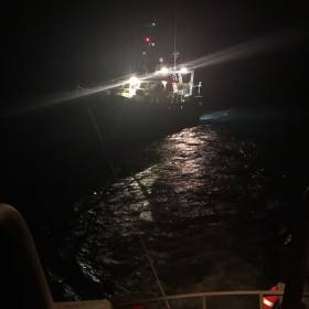 Courtmacsherry RNLI tows the trawler to the safety of Kinsale Harbour on Saturday night during Ireland’s match with Denmark
