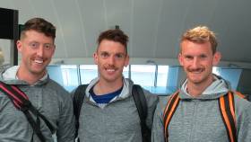 Mark O&#039;Donovan, Shane O&#039;Driscoll and Gary O&#039;Donovan at Dublin Airport. 
