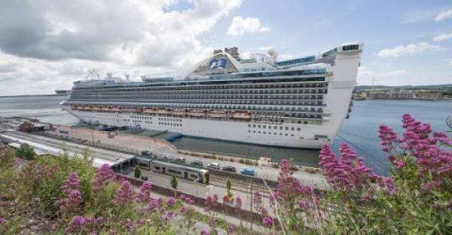 The cruise ship Caribbean Princess berthed in Cobh, Cork Harbour, which AFLOAT adds is of the Italian built 'Grand' class first introduced in 1988. As the Echolive reports, there is growing concern worldwide about the impact large cruise ships have on the environment. 