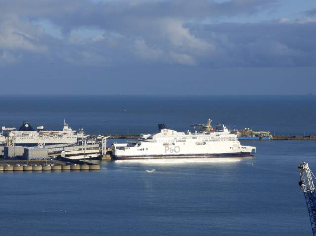 Rival operators DFDS and P&O Ferries berthed at the Port of Dover