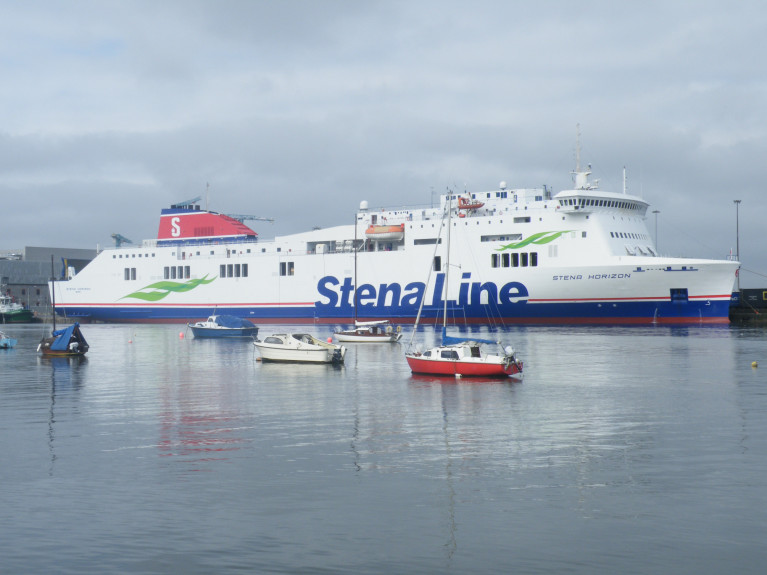 Brexit Reality: As ferry company, Stena has placed them (dockers) on the UK Government wage scheme as they wait for demand to return (to the Port of Holyhead). As NorthWalesLive also highlighted a move that has also sparked fears arise, as the operator next week is to replace Stena Estrid (last Saturday deployed to Dublin-Cherbourg duties) with the smaller Ireland-France route's routine 'Visentini' class ro pax Stena Horizon pictured above by AFLOAT on a previous relief stint on the Irish Sea route. 