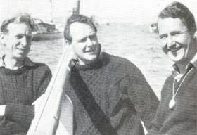 Eddie Kelliher (right) with Harry Maguire (centre) and Rob Dalton at the Tokyo 1964 Olympic Sailing Regatta