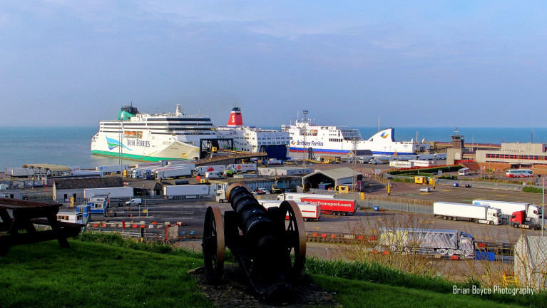 Rosslare Europort - in this busy 'file' scene shows a trio of rival operators' ferries berthed in the port which is the nearest to mainland Europe. They are (L-R) W.B. Yeats (Irish Ferries) Stena Europe (Stena Line) and Kerry (Brittany Ferries) which is the port's newest customer, operating route linking Ireland with France and Spain.