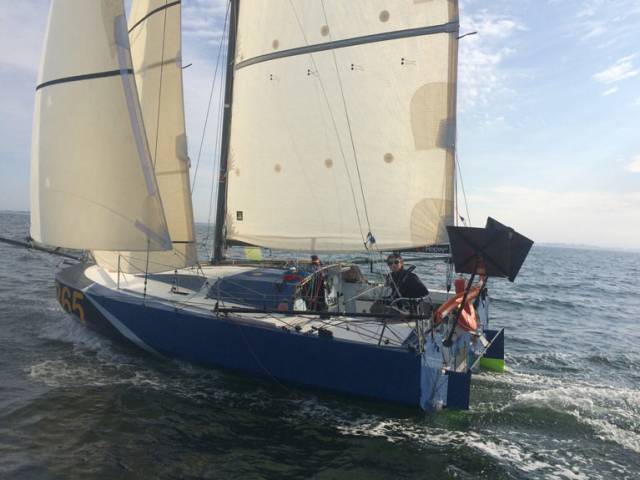 Ian Lipinski’s one-off Griffon is probably the oddest-looking boat in the Mini fleet, but once again she leads overall in the Open Division, this time in the current 220-mile Trophee Agnes Peron circuit from Douarnez