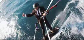 Thomson kitesurfs more than twice the height of his HUGO BOSS mast. See full video below.