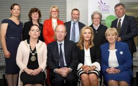 L_R Back row Roisin Moore, Monaghan County Council, Dawn Livingstone Waterways Ireland, Sharon Keogan East Border Region, Andrew Grieve Department for Infrastructure (NI), Alderman Elizabeth Ingram Armagh Banbridge Craigavon Borough Council, Paul Clifford Monaghan County Council   Front Row Cathaoirleach Cathy Bennett, Minister Shane Ross, Gina McIntyre SEUPB and Minister Heather Humphreys