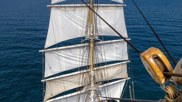 Close up of Norway's largest and oldest tall ship, Statsraad Lehmkuhl which is calling to Dublin Port as part of Heritage Week, and will be open for visitors next Saturday, 20 August (2-4pm)