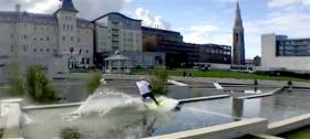 Water feature – David O&#039;Caoimh wakeboards through Dun Laoghaire&#039;s new lexicon water feature. See full video below.