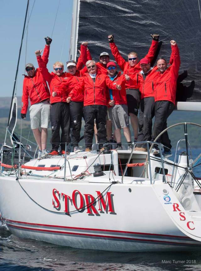 Team Storm celebrate in Tarbert. Paddy Kelly, David Kelly (Jnr), Lauren O’Hare, Pat Kelly, Alan Ruigrok, Cian Hickey, David Kelly, Paul Kelly, Patrick Boardman (missing from photo- Paul O’Hare & Ronan Kelly)'Team Storm' had one simple quote to sum up there Scottish Series victory, " we're not here to win, we're here to take over."
