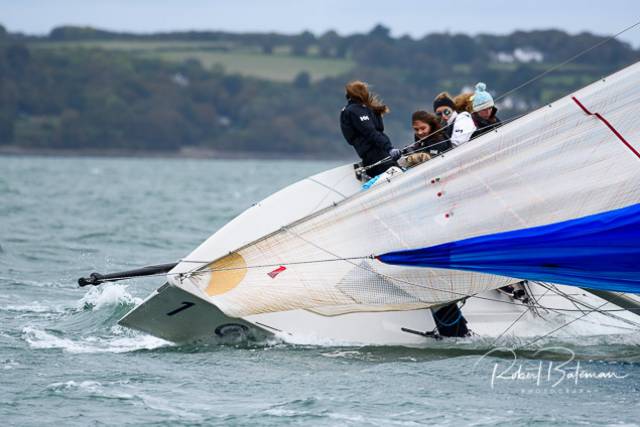 A 1720 sportsboat competitor deals with the gusty conditions for the first races of RCYC's Autumn League. Scroll down for gallery