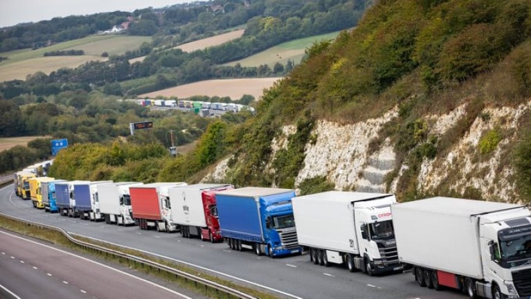 The President of the Irish Road Haulage Association said there could be a delay in delivering some goods and scarcity of products with Brexit. Above Afloat adds trucks congestion in Kent, the south-east of England