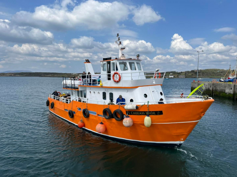 The future&#039;s bright and also orange... as the Baltimore newcomer, Carraig Mhór departs for Cape Clear Island bringing tourists out to the scenic west Cork island. 