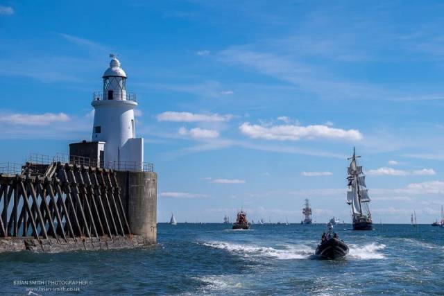 Pierhead at Blyth, the UK port in north-east England hosted the North Sea Tall Ships Race regatta's Parade of Sail, followed by the 500nm leg to Gothenburg, Sweden