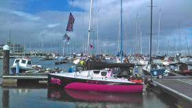 Natasha Lambert’s specially adapted yacht Miss Isle berthed at Dun Laoghaire Marina yesterday