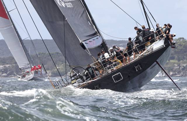 Wild Oats XI (left) and Comanche competing in a previous Rolex Sydney Hobart