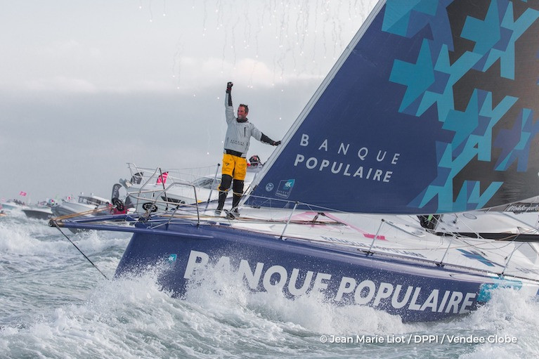 Armel Le Cleac'h winning the 2016-2017 Vendee Globe in January 2017, and setting a new 74-day record that now stands for another four years