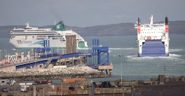 A Holyhead-Northern Ireland direct ferry route? AFLOAT adds that under Sealink/British Rail era, Holyhead served both Belfast and Dublin (albeit based on Lo-Lo container routes).  Above rival operators Irish Ferries cruiseferry Ulysses and Stena Line's also Dublin serving Stena Adventurer seen departing the north Wales port. 