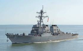 The USS Gallagher, after Lance Corporal Patrick Gallagher, will be the same class as the guided-missile destroyer USS Arleigh Burke, pictured here in Chesapeake Bay