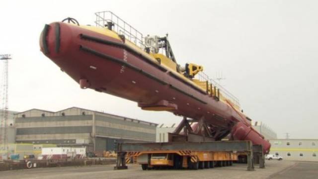 The SR2000 tidal turbine during assembly at the H&W shipyard in Belfast last year