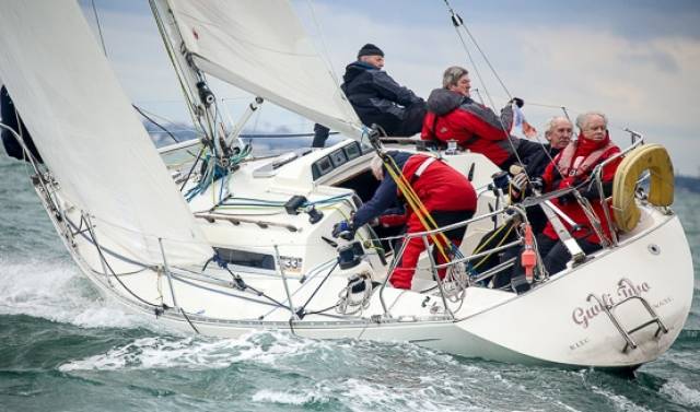 The Sigma 33 Gwilli Two (Dermot Clarke and Paddy Maguire) from the Royal St. George YC was the winner of today's DBSC Combined classes race on Dublin Bay