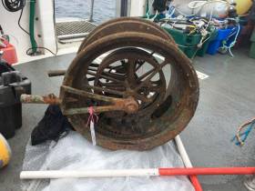 The Lusitania’s main telegraph was recovered in a supervised dive off Kinsale on 25 July 2017