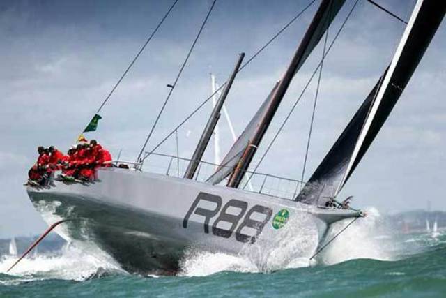 George David’s Rambler 88 powering down the Solent after Sunday’s Rolex Fastnet Race 2017 start - it’s possible that she’ll be finished at Plymouth by midnight tonight. In addition to mono-hull line honours, Rambler is also well place to win IRC Overall