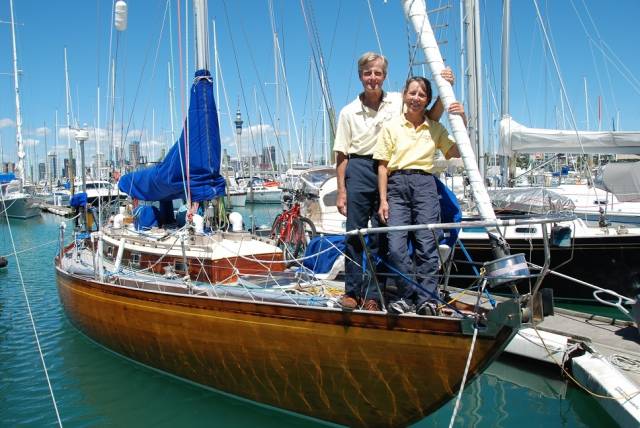 Current Blue Water Medallists Tom and Vicky Jackson aboard their much-travelled S&S 40ft sloop Sunstone. Built by McGruer’s in Scotland in 1963 and originally called Deb, Sunstone was for many years known as Dai Mouse III when she was a regular contender with the ISORA fleet in the Irish Sea