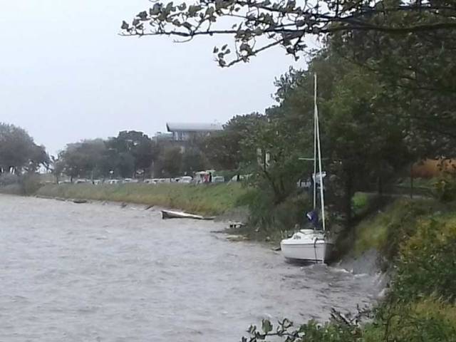 The Malahide yacht had broken its moorings in the high winds and needed to be re-floated on the next high tide