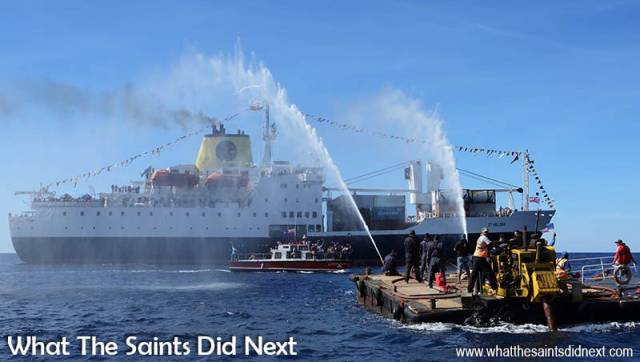 Saints say goodbye & farewell to RMS St Helena – on what was a beautiful day for a sad farewell. The flotilla of small boats circle the 'RMS' off Jamestown, St. Helena last Saturday prior to the final departure. The passenger-cargoship however returned to the island yesterday following an emergency on board while en-route to South Africa.
